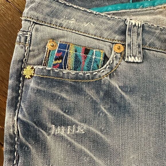 COOGI Womens Light Washed Midrise Straight‎ Jeans Embroidered Details sz 7/8 - Picture 4 of 12